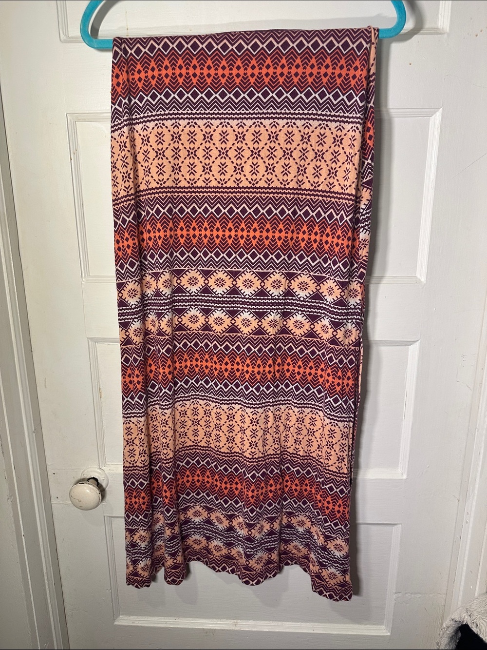 Charlotte Russe Peach and Burgundy Tribal Maxi Skirt